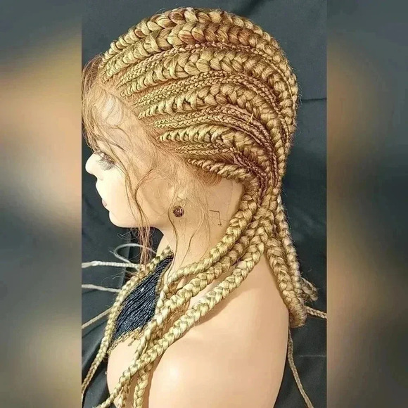 Braided wigs 100% handmade, long braids, blond wig stunning feeding cornrows,NWT - Picture 16 of 16